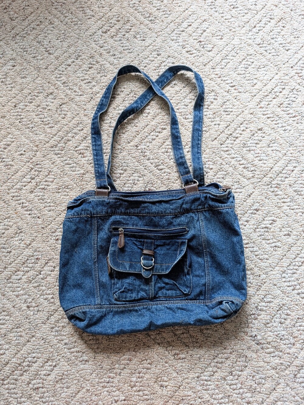 Vintage Y2K 2000s Denim Utility Pocket Tote Bag Purse Grunge 90s Aesthetic Vtg